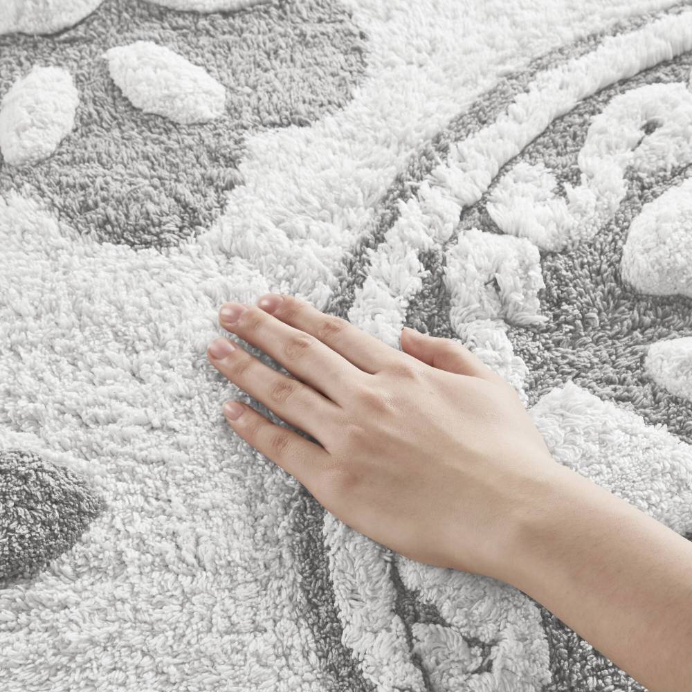 Round Medallion Tufted Cotton Bath Rug – 25", Plush, Super Absorbent, Machine Washable
