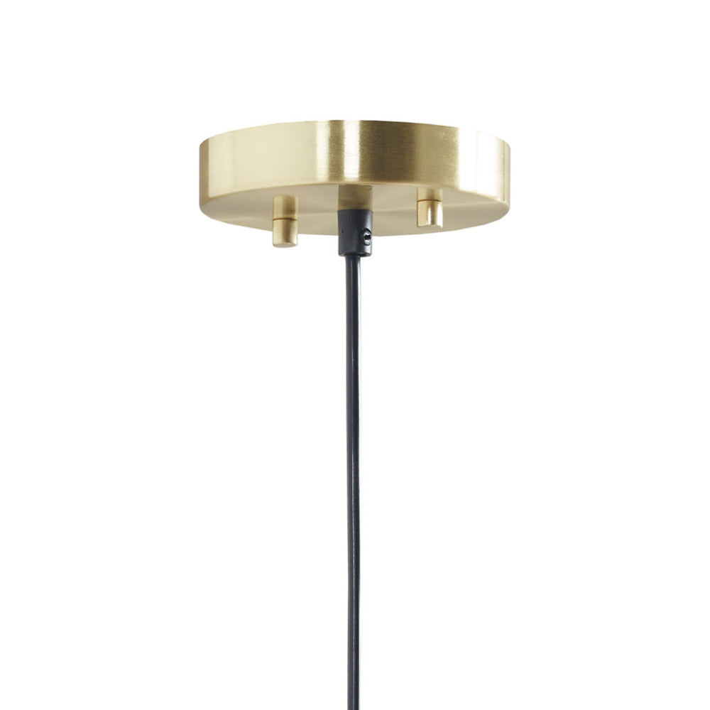 Mid-Century Modern Pendant Light – Double Disc Shade, Matte White & Gold Ceiling Base