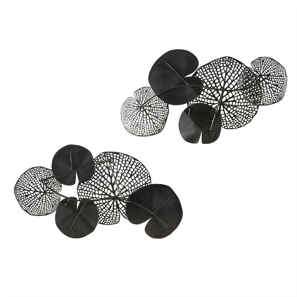 Multicolor Lily Pad Metal Wall Art – Set of 2, Aged Verdigris & Gold, 26.9" Indoor Décor