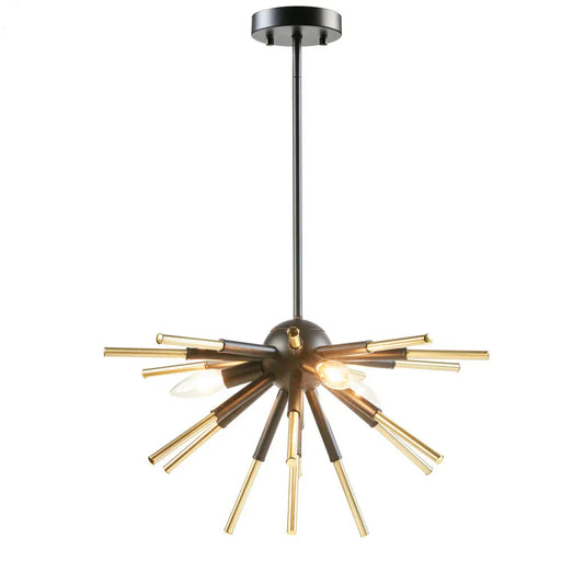 3-Light Spiked Chandelier Modern Classic Geometric Lighting Matte Black And Gold Finish - okeli lights