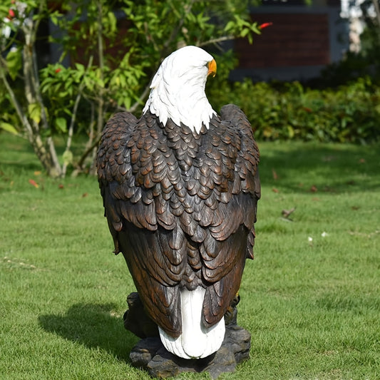 Large Bald Eagle Garden Statue | 24.4" Hand-Painted American Eagle Sculpture — Patriotic Indoor & Outdoor Decor