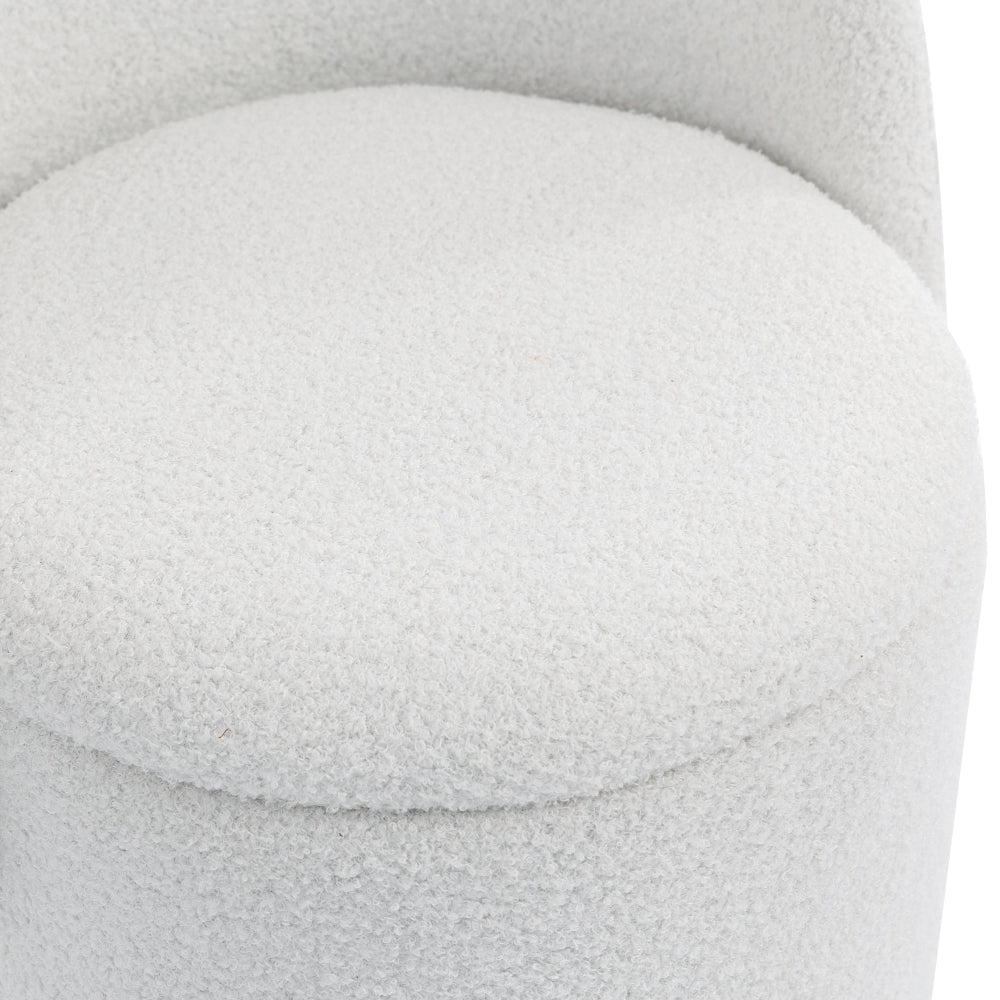 Upholstered Barrel Chair with Storage | 360° Swivel Vanity & Dining Seat, Free Cat Bed Included
