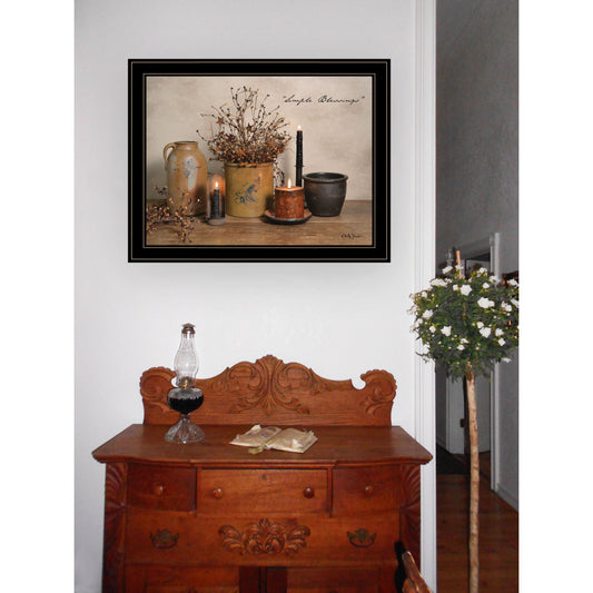 "Simple Blessings" Framed Wall Art by Billy Jacobs | Farmhouse Inspirational Print — Ready to Hang, Living Room & Bedroom Decor