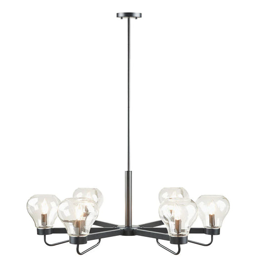 6-Light Chandelier with Bowl Shaped Glass Shades - okeli lights
