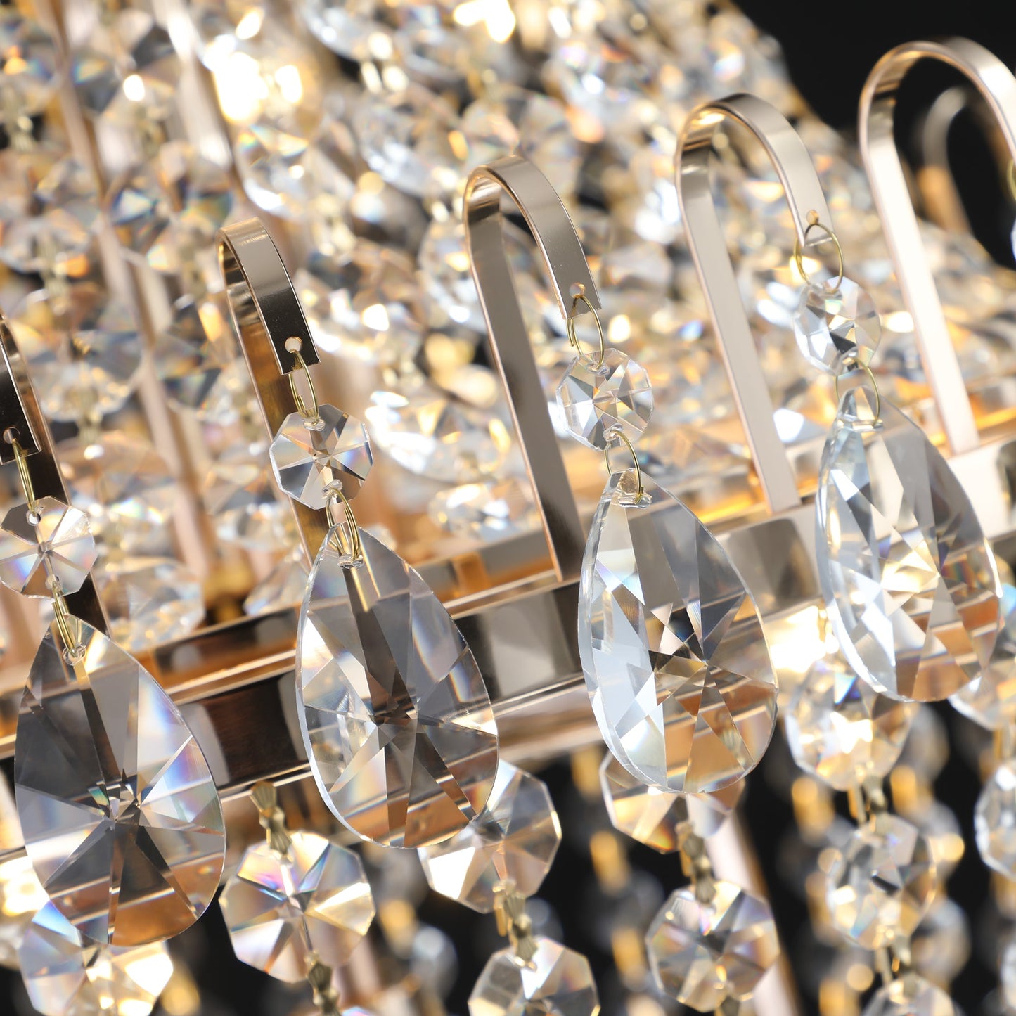 21.7" Large K9 Crystal Chandelier | 10-Light Gold Luxury Pendant with Adjustable Height 40"–71" — Living Room, Foyer & Staircase