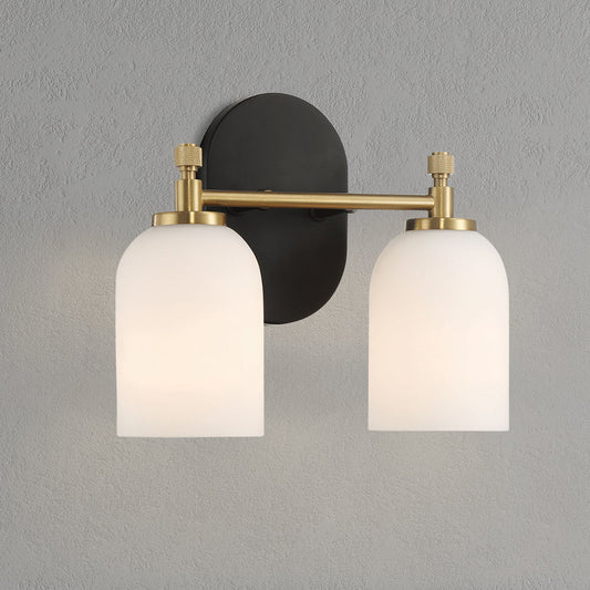 Traditional Style Vanity Over Bathroom Mirror Wall Sconce with White Frosted Glass 2-3-Lights - okeli lights