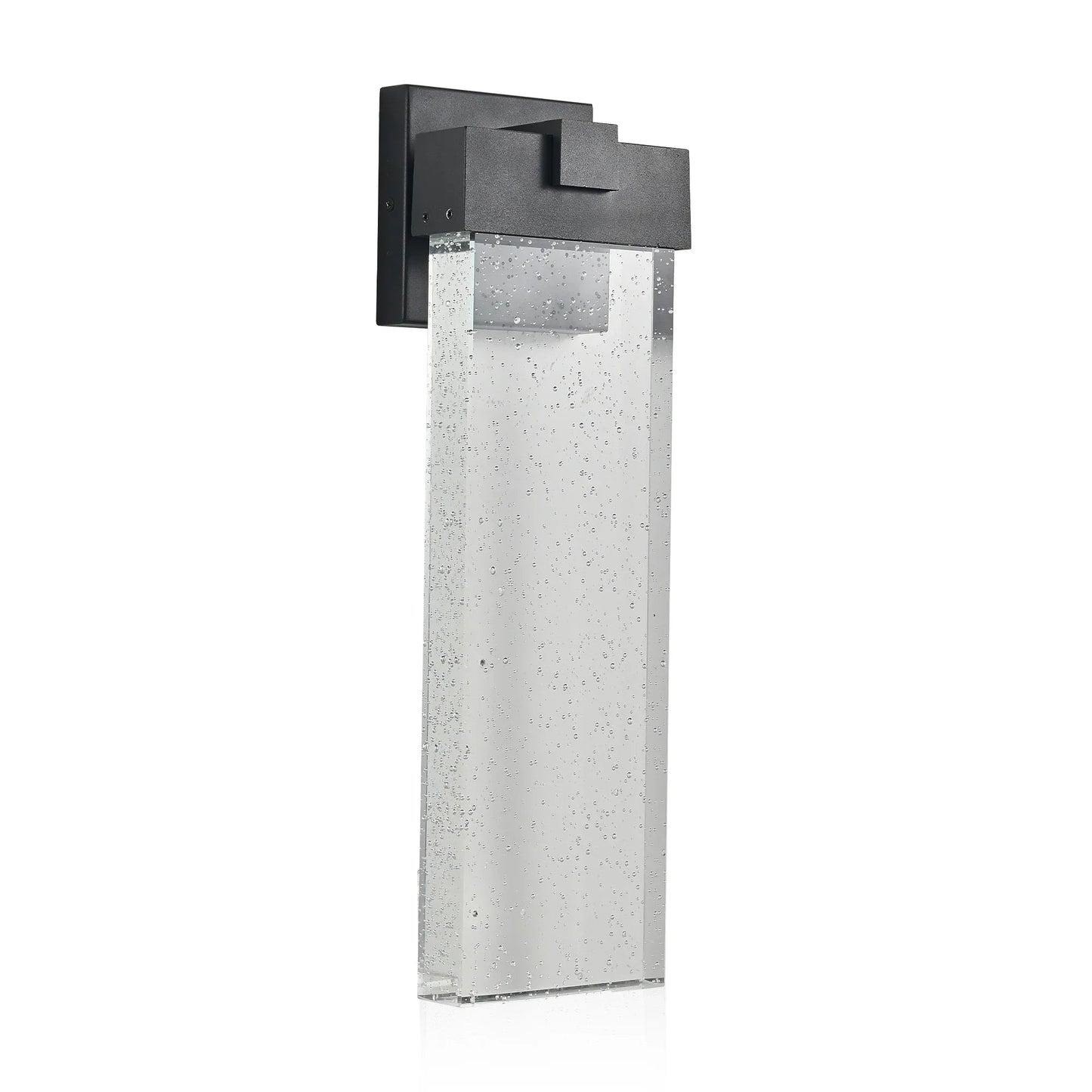 Modern Outdoor LED Wall Sconce – Bubble Crystal Up & Down Light, Weatherproof Black Frame | Porch & Patio