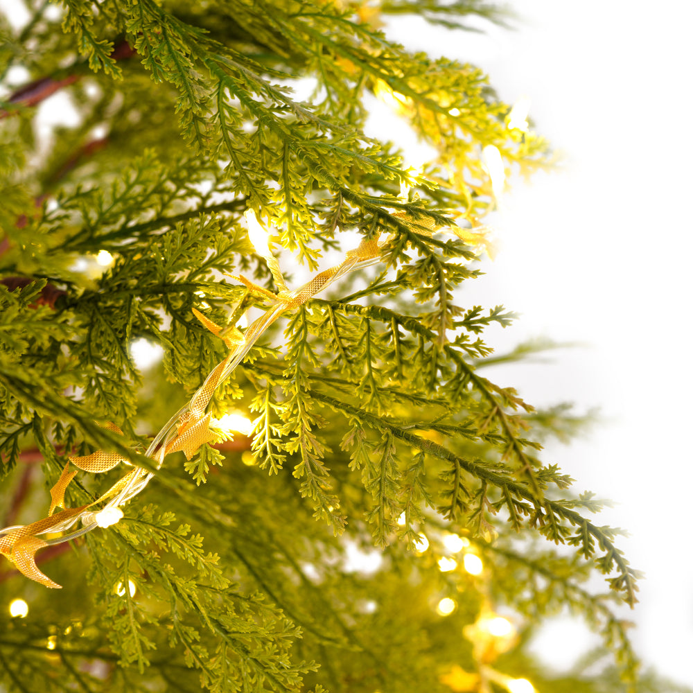 6 FT Pre-Lit Artificial Christmas Tree | 300 Star & Moon LED Lights, 612-Tip PE Realistic Branches & Metal Stand — Full Holiday Tree