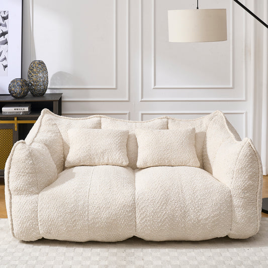 Oversized 2-Person Bean Bag Chair | Chenille Square Lounger with High-Resilience Foam, Armrests & Handle For Gaming, Reading & TV