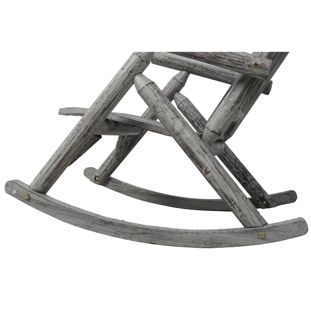 Fir Wood Porch Rocking Chair | Ergonomic High-Back Outdoor Rocker with 330 lb Capacity — Light Gray