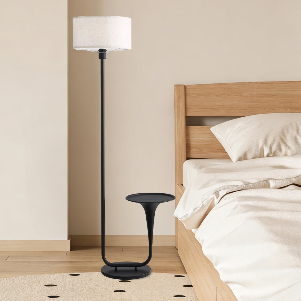 Dimmable Floor Lamp with Side Table | 57.5" Vintage Standing Light, Foot Switch & Bulb Included