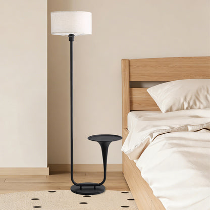 Dimmable Floor Lamp with Side Table | 57.5" Vintage Standing Light, Foot Switch & Bulb Included