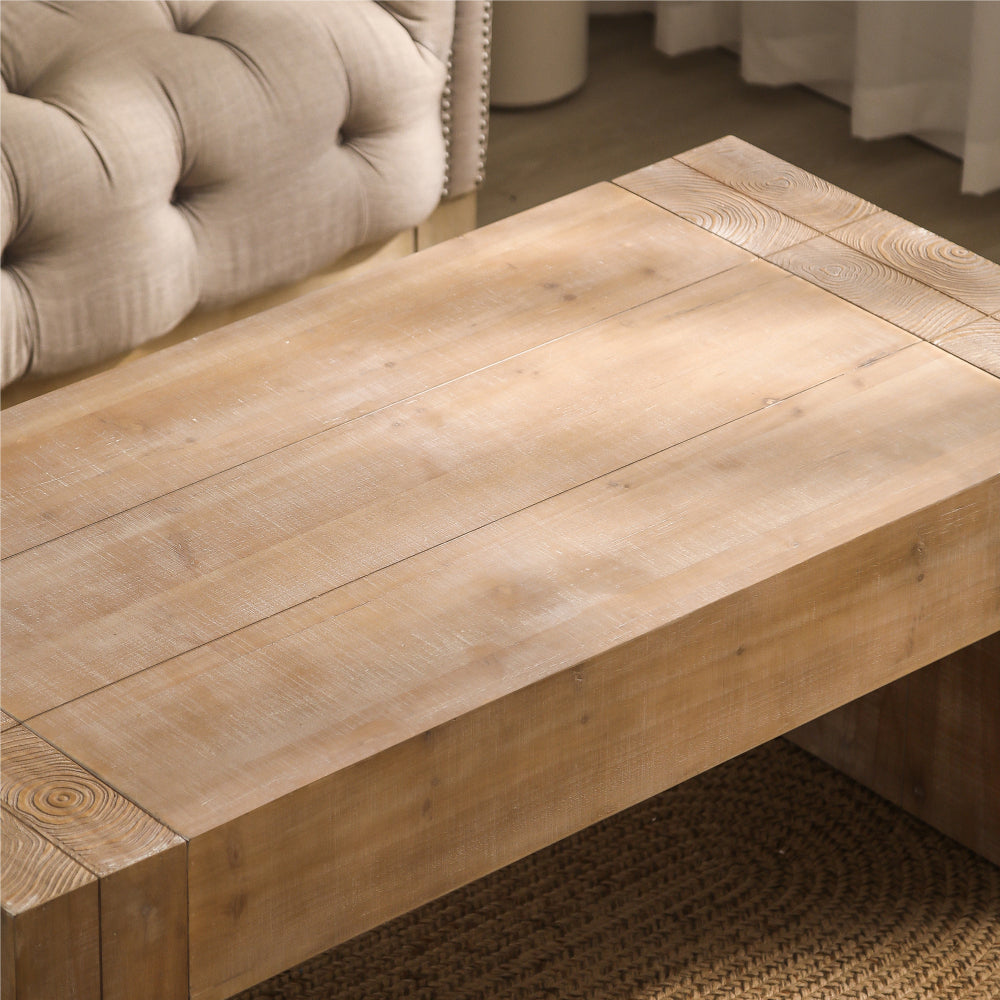Rustic Farmhouse Coffee Table | 49" Rectangular Living Room Center Table with Distressed Wood Finish