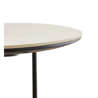 Ceramic Sintered Stone Coffee Table with Walnut Shelf | 47" Double-Layer Living Room Center Table — White & Coffee Brown