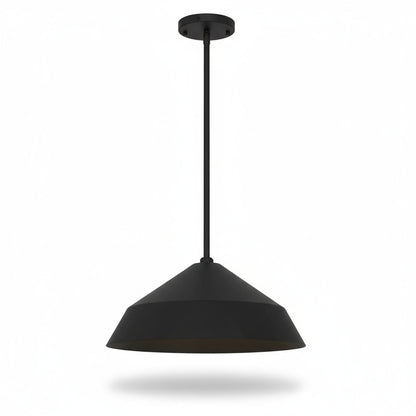 14" LED Black Pendant Light | 5CCT Selectable 2700K-5000K, Dimmable, Etched Glass Diffuser