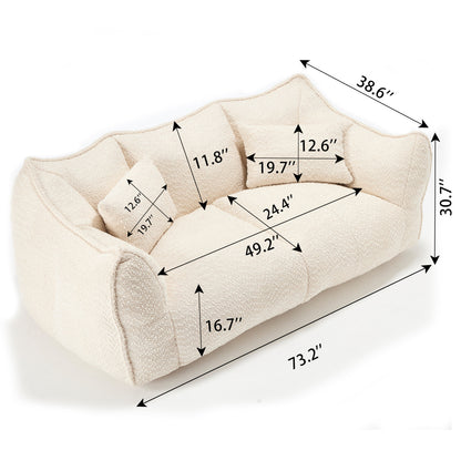 Oversized 2-Person Bean Bag Chair | Chenille Square Lounger with High-Resilience Foam, Armrests & Handle For Gaming, Reading & TV
