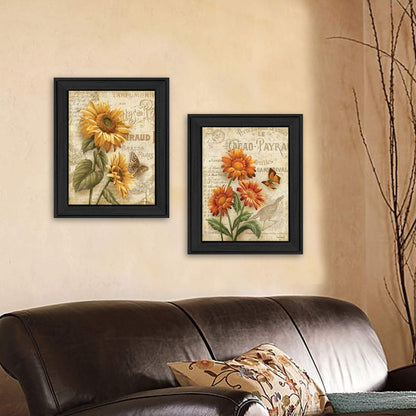 "Flowers Collection" 2-Piece Framed Wall Art Set by Ed Wargo | Botanical Prints, Black Frame