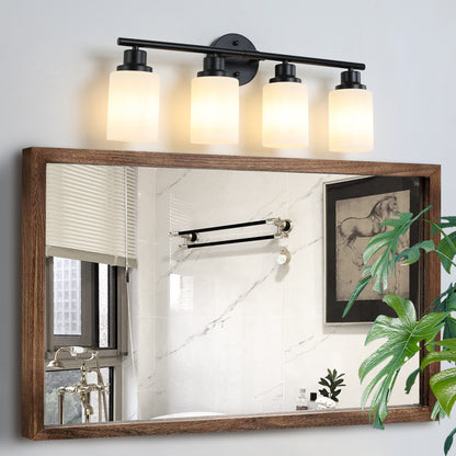 Vanity Light Fixture | 4/5/6/8-Light Bathroom Wall Sconce with Frosted White Glass & Iron Frame — Black, Chrome or Gold, 4 Sizes