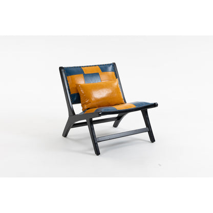 Mid-Century Accent Lounge Chair – Solid Wood Frame, Wide Seat, Boho Scandinavian Style