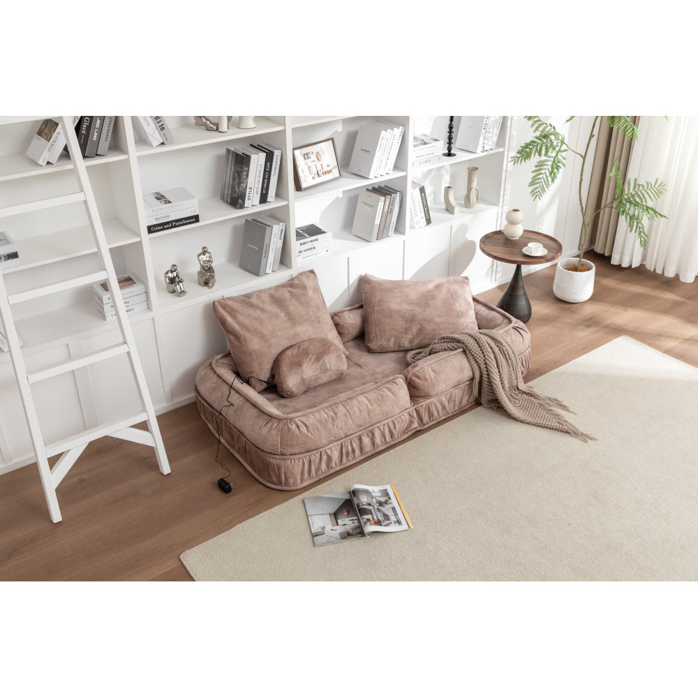Oversized Velvet Floor Sofa Bed – 5 Adjustable Positions, Massage Pillow, 350 lb Capacity