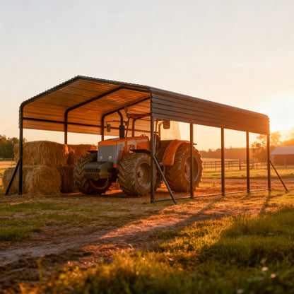13×20 FT Metal Carport | Heavy-Duty Galvanized Steel Hardtop with Triangle Reinforced Frame & 4 Poles — All-Weather Vehicle & Outdoor Storage Shelter