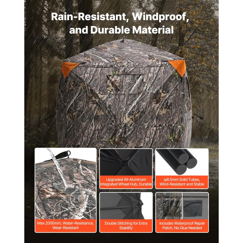 270° See-Through Hunting Blind | 1–2 Person Pop-Up Ground Blind for Deer & Turkey with Carry Bag