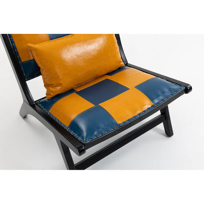 Mid-Century Accent Lounge Chair – Solid Wood Frame, Wide Seat, Boho Scandinavian Style