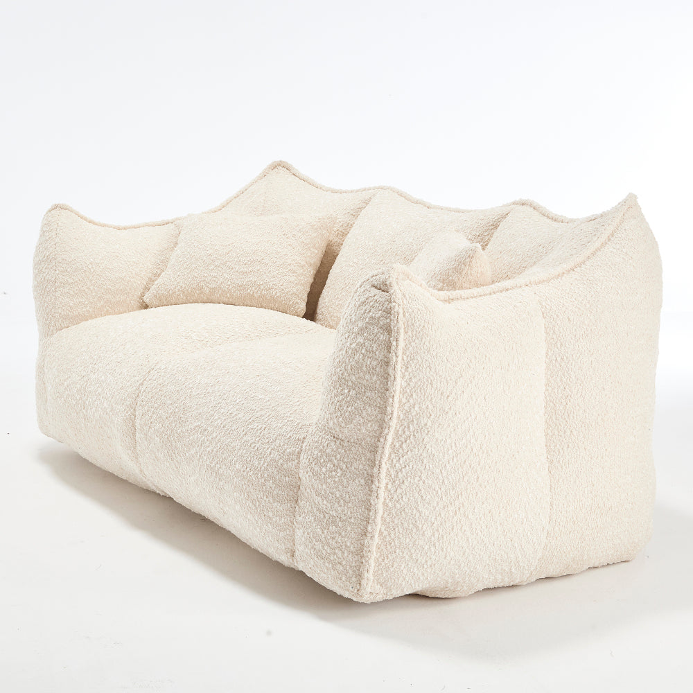 Oversized 2-Person Bean Bag Chair | Chenille Square Lounger with High-Resilience Foam, Armrests & Handle For Gaming, Reading & TV