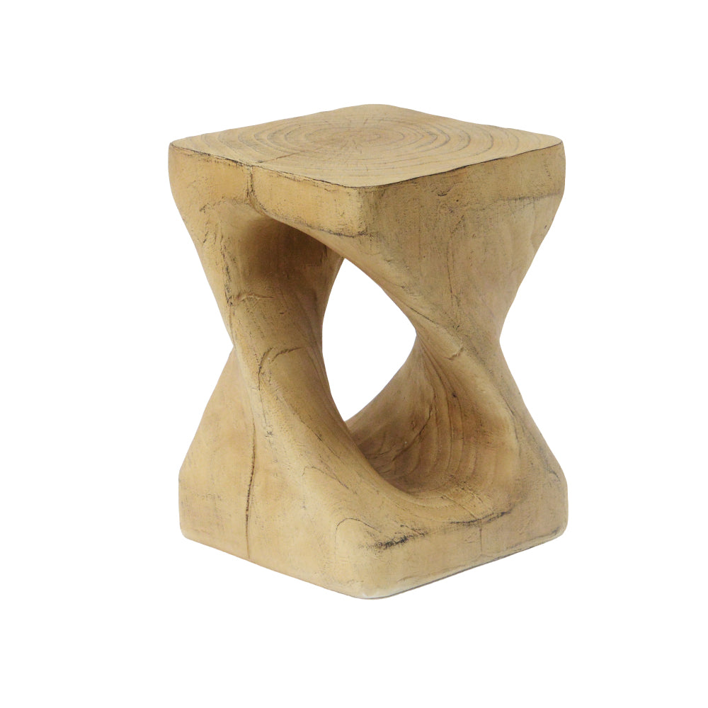 MGO Twisted Side Table | Wood-Look Texture, Indoor & Outdoor, No Assembly