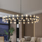 Luxury Crystal Chandelier | Double-Ring LED Ceiling Light for Living Room & Dining Room — Black or Gold, Round or Rectangular Black / 48" Round