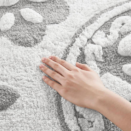 Round Medallion Tufted Cotton Bath Rug – 25", Plush, Super Absorbent, Machine Washable