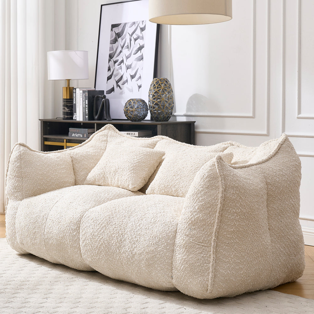 Oversized 2-Person Bean Bag Chair | Chenille Square Lounger with High-Resilience Foam, Armrests & Handle For Gaming, Reading & TV