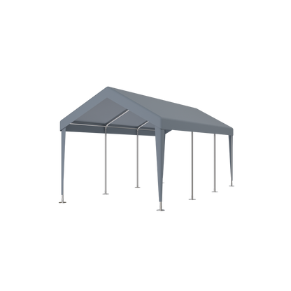 10×20 FT Portable Carport Garage | Heavy-Duty Galvanized Steel Frame with 2 Roll-Up Doors & 4 Ventilated Windows — White / Grey