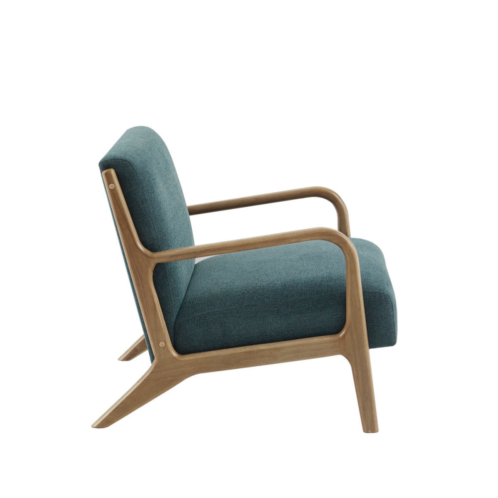 Mid-Century Modern Lounge Chair | Solid Rubberwood Frame with High-Density Foam & Textured Upholstery
