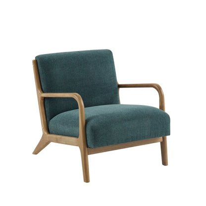 Mid-Century Modern Lounge Chair | Solid Rubberwood Frame with High-Density Foam & Textured Upholstery