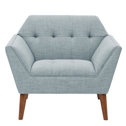 Mid-Century Modern Lounge Chair | Button Tufted, Pecan Legs, 300 lb Capacity