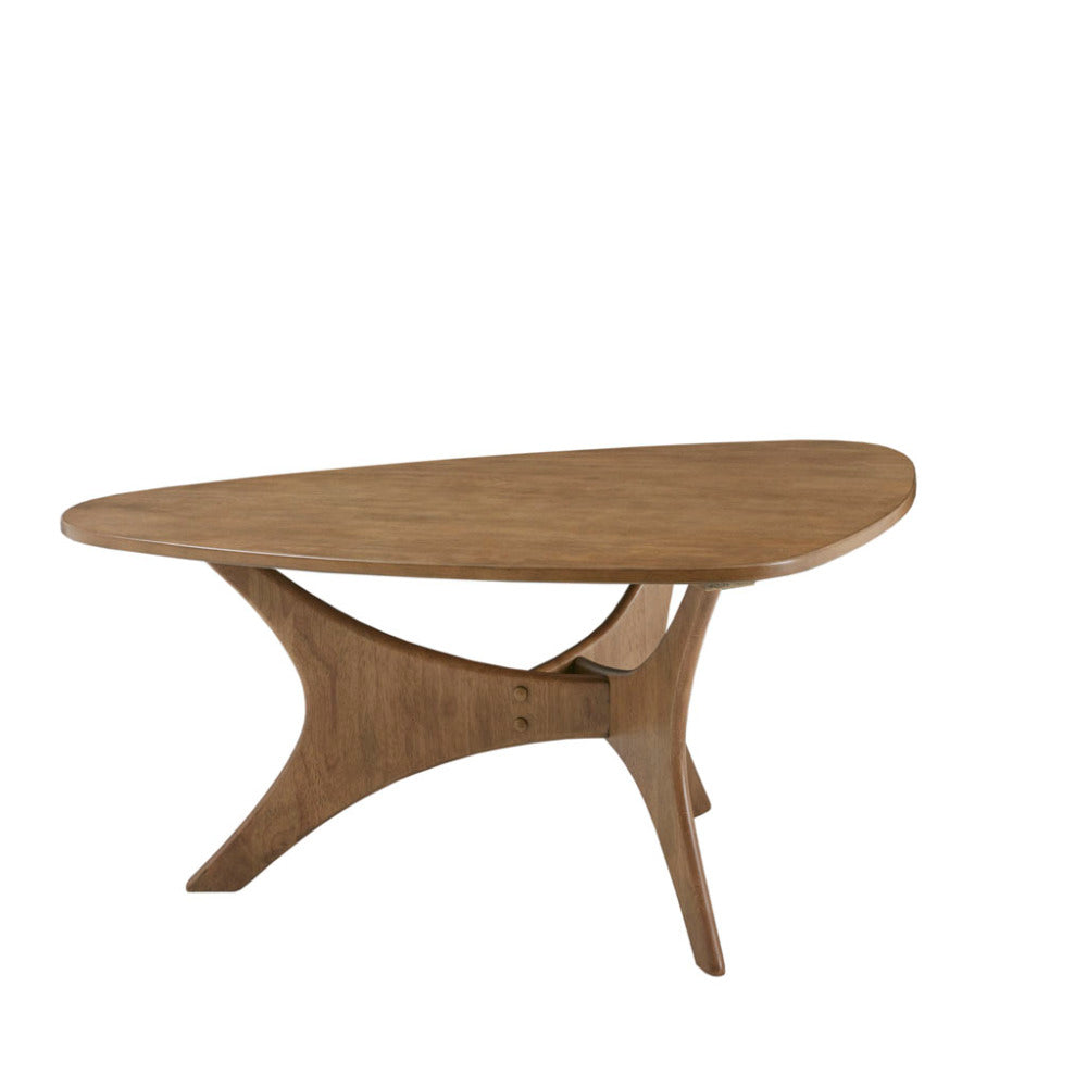Triangle Wood Coffee Table | Natural Wood Veneer, 40" Wide, Modern Living Room Accent Table