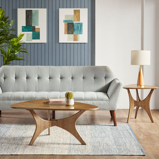 Triangle Wood Coffee Table | Natural Wood Veneer, 40" Wide, Modern Living Room Accent Table