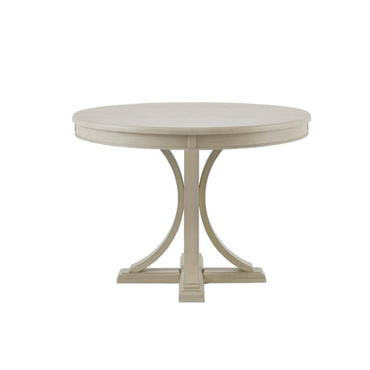 Round Dining Table 44" – Antique Cream Wood Veneer Top & Solid Wood Pedestal Legs