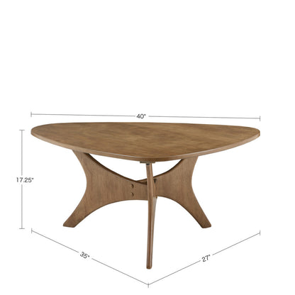 Triangle Wood Coffee Table | Natural Wood Veneer, 40" Wide, Modern Living Room Accent Table