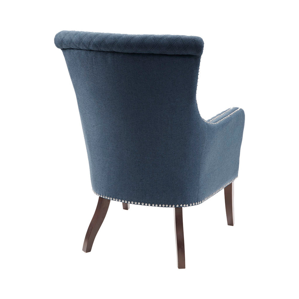 27" Blue Accent Chair | Quilted Back, Silver Nailhead Trim & High-Density Foam — Modern Style for Living Room