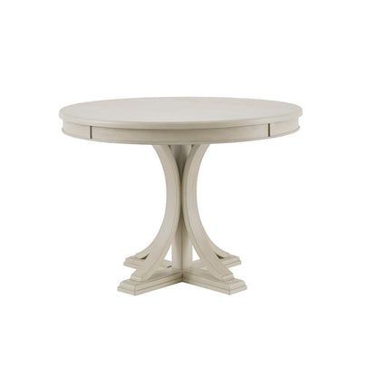 Round Dining Table 44" – Antique Cream Wood Veneer Top & Solid Wood Pedestal Legs