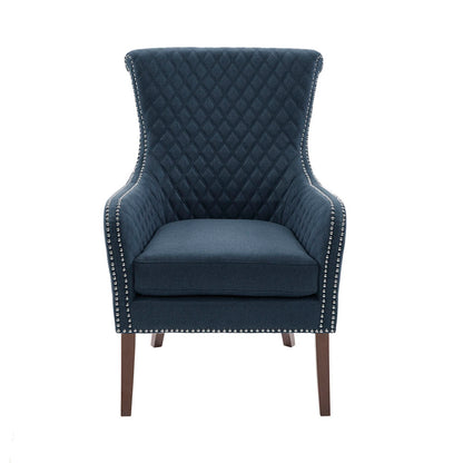 27" Blue Accent Chair | Quilted Back, Silver Nailhead Trim & High-Density Foam — Modern Style for Living Room