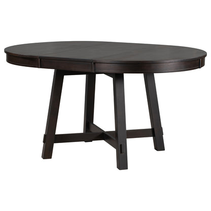 Vistaro Extendable Round Farmhouse Dining Table — Wood Grain / Black