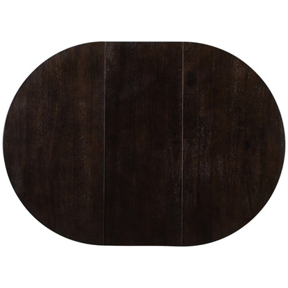 Vistaro Extendable Round Farmhouse Dining Table — Wood Grain / Black