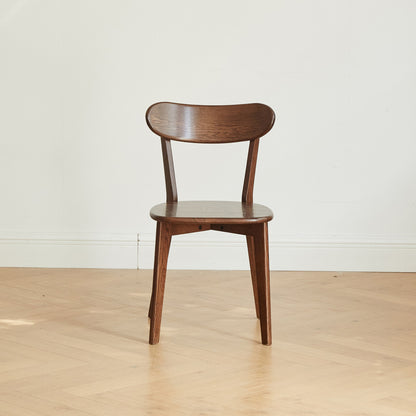 Solid Oak Dining Chairs Set of 4 | FAS-Grade North American Oak, Curved Backrest & Natural Wood Finish — Walnut / Oak