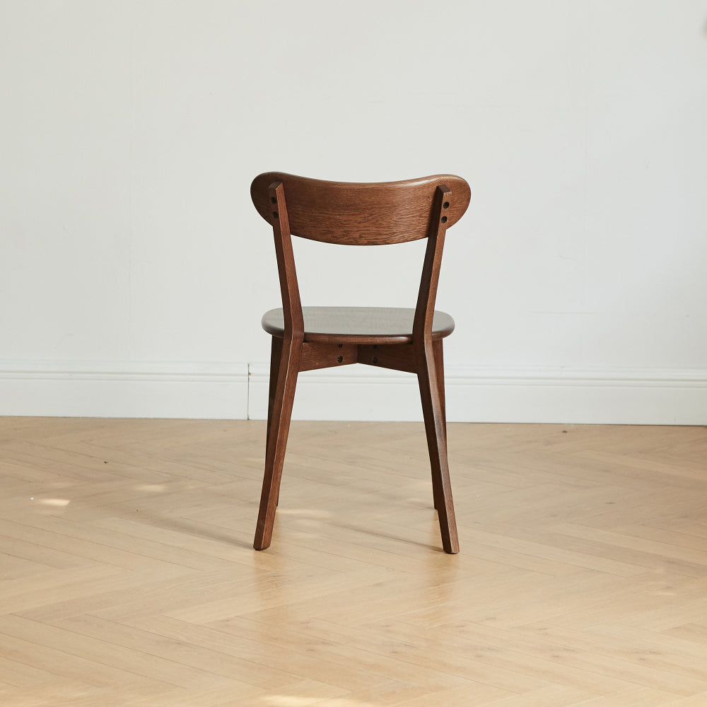 Solid Oak Dining Chairs Set of 4 | FAS-Grade North American Oak, Curved Backrest & Natural Wood Finish — Walnut / Oak
