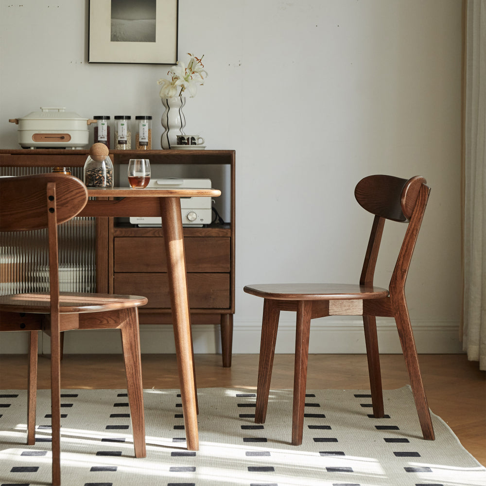 Solid Oak Dining Chairs Set of 4 | FAS-Grade North American Oak, Curved Backrest & Natural Wood Finish — Walnut / Oak