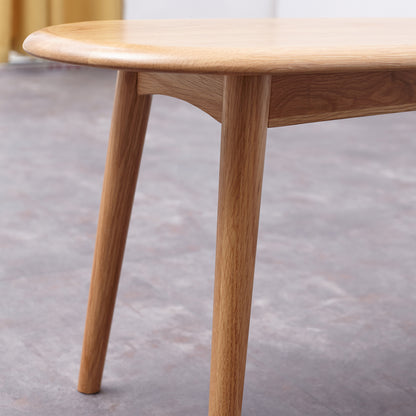 Solid Oak Dining Bench with Half-Round Ends | 47" Wide Seat for 2–3 People — Natural Wood Finish with Metal Reinforcement
