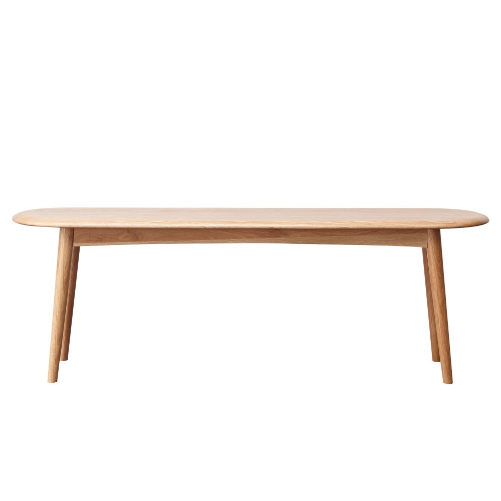 Solid Oak Dining Bench with Half-Round Ends | 47" Wide Seat for 2–3 People — Natural Wood Finish with Metal Reinforcement